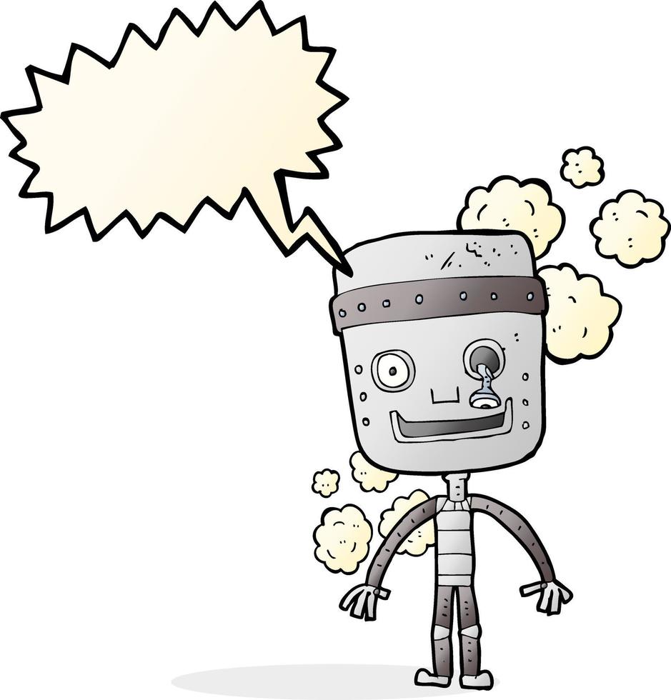 cartoon funny robot with speech bubble vector