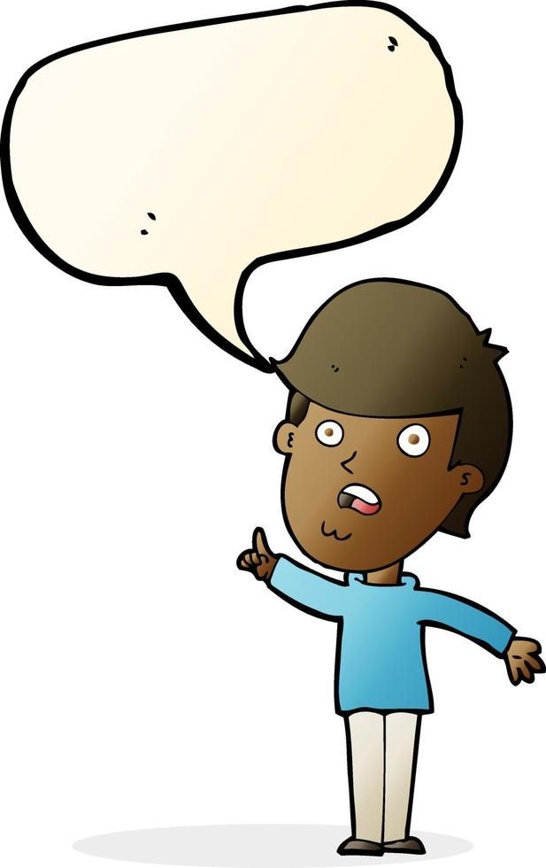 cartoon man asking question with speech bubble vector