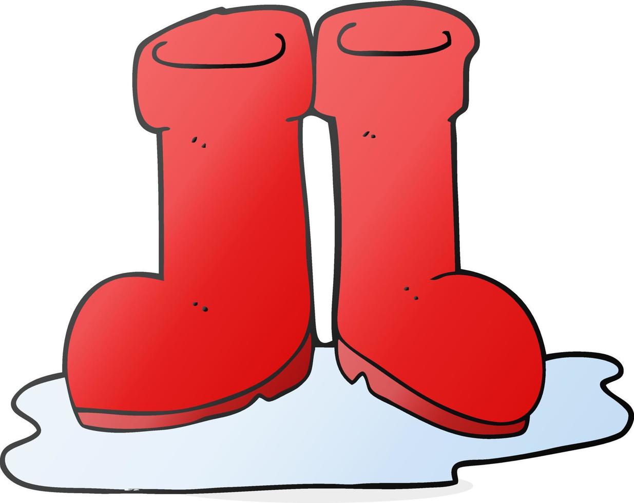 cartoon wellington boots in puddle vector