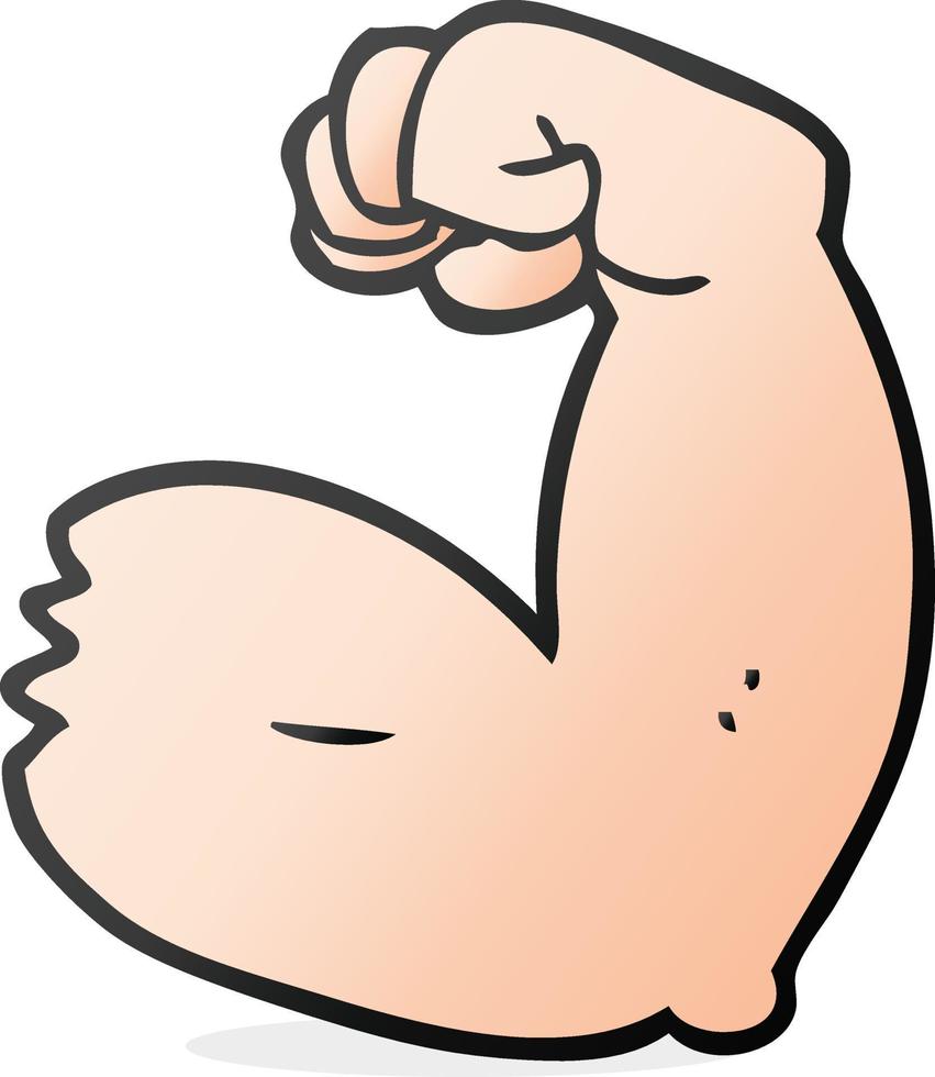 cartoon strong arm flexing bicep vector