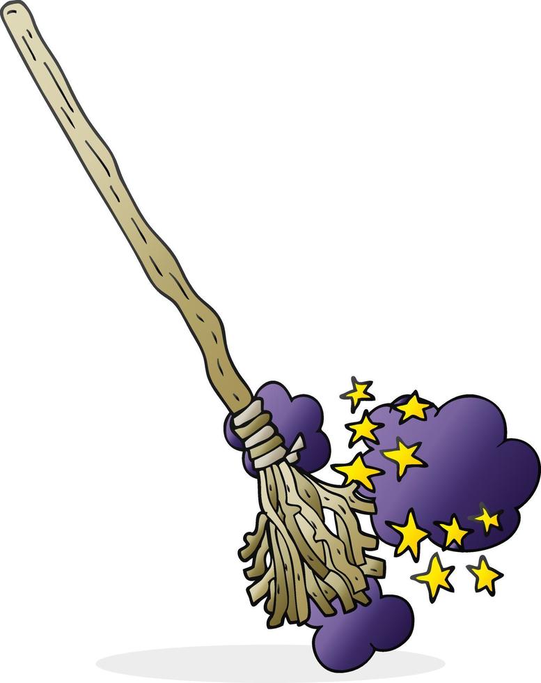 cartoon magical broom vector