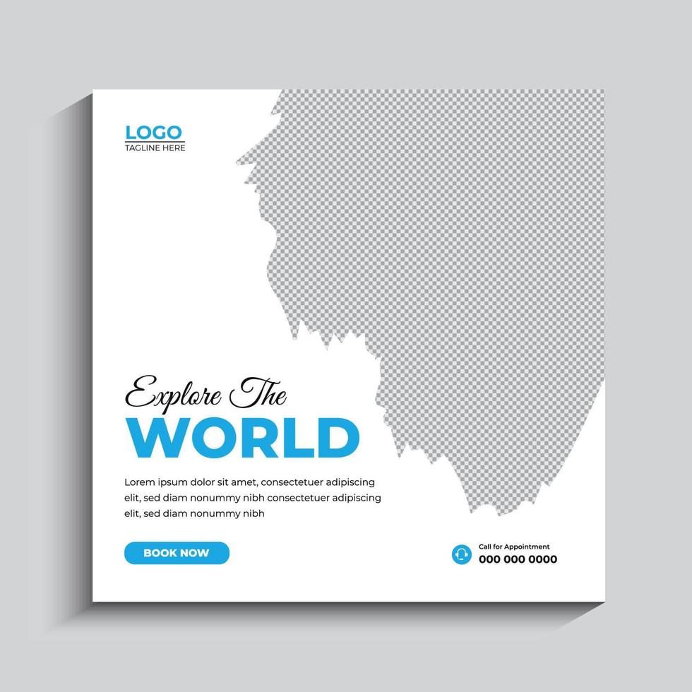 Tour and Travel social media post banner template design vector