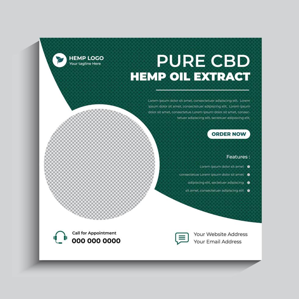 Hemp or CDB Product Social Media Banner Post Template vector