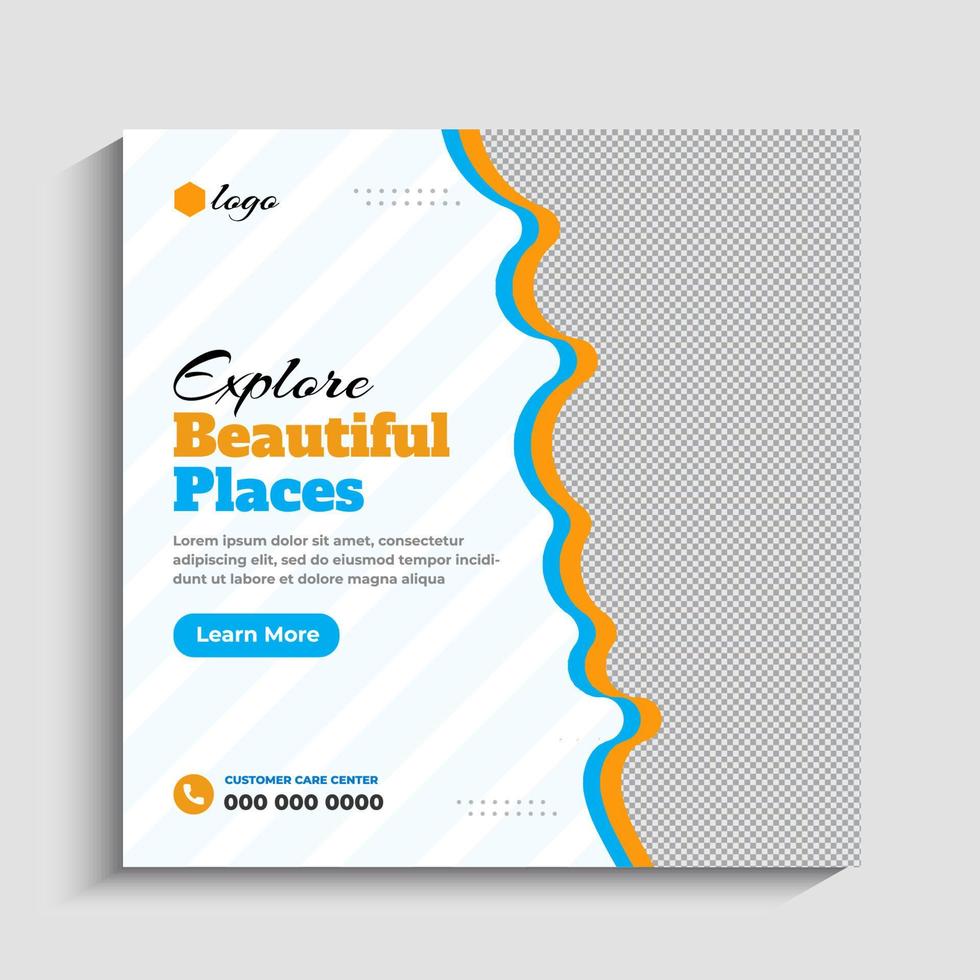 Tour and Travel social media post banner template design vector