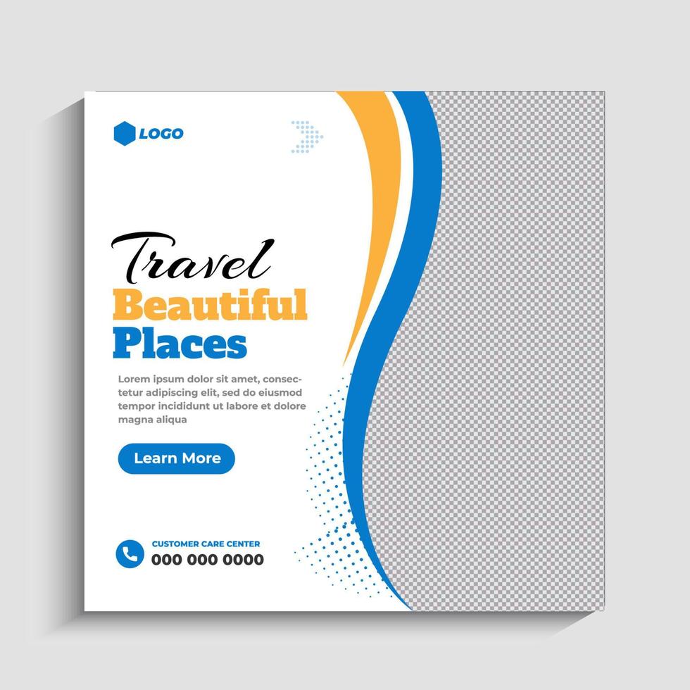 Tour and Travel social media post banner template design vector