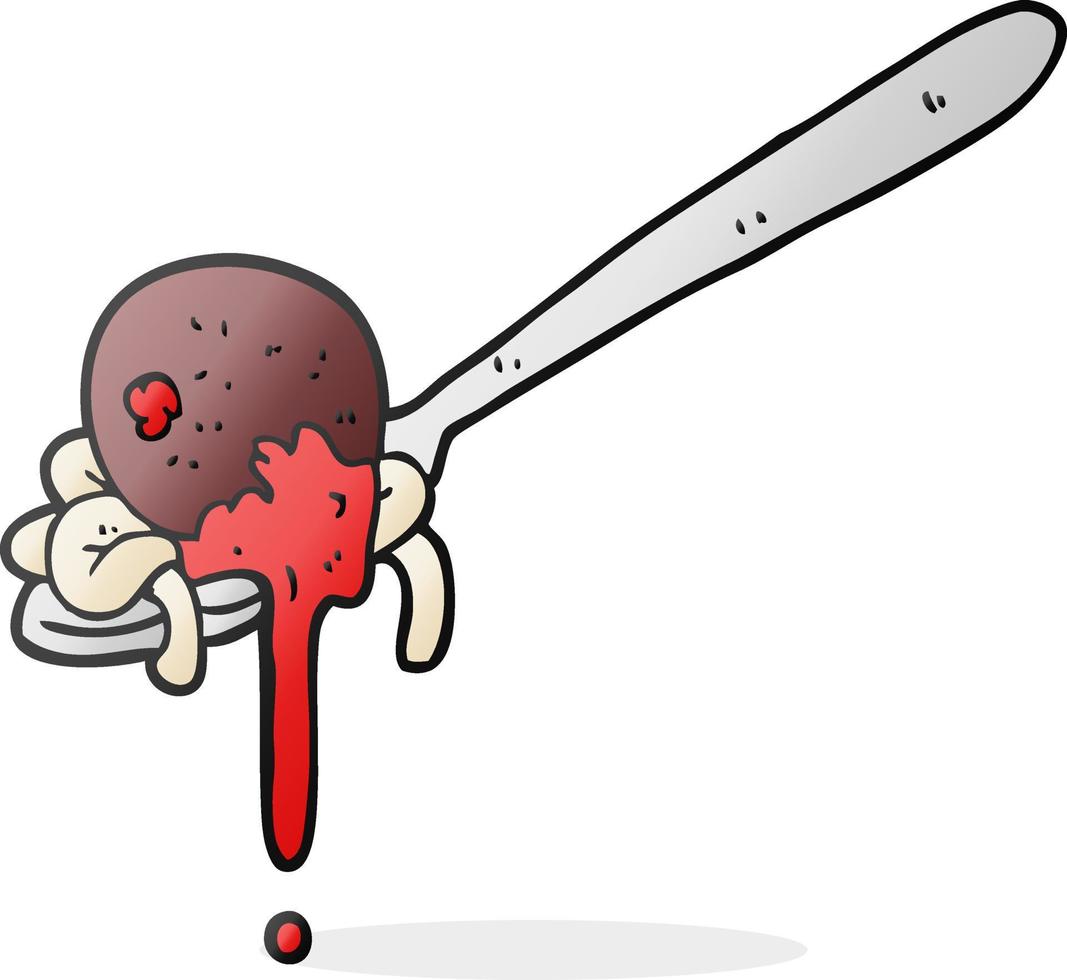 cartoon meatball and spaghetti vector