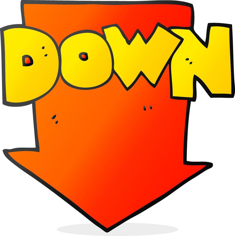 cartoon down arrow symbol vector