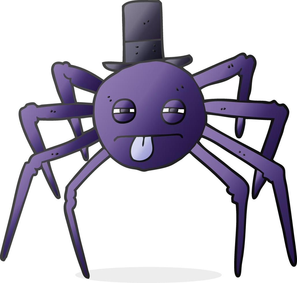 cartoon halloween spider in top hat vector