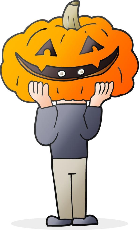 cartoon pumpkin head halloween costume vector
