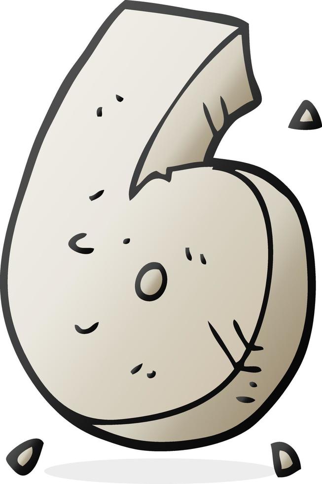 cartoon stone number six vector
