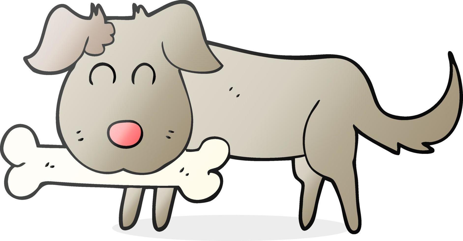cartoon dog with bone vector