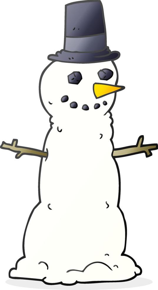 cartoon snowman in top hat vector