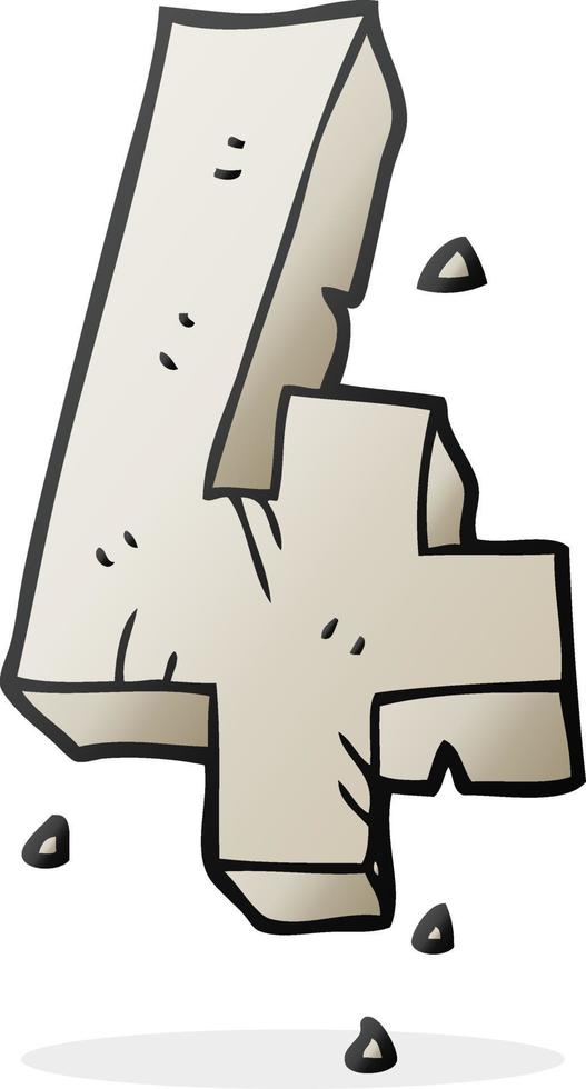 cartoon stone number four vector