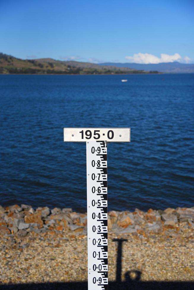 The measurements for water tide at a river. photo