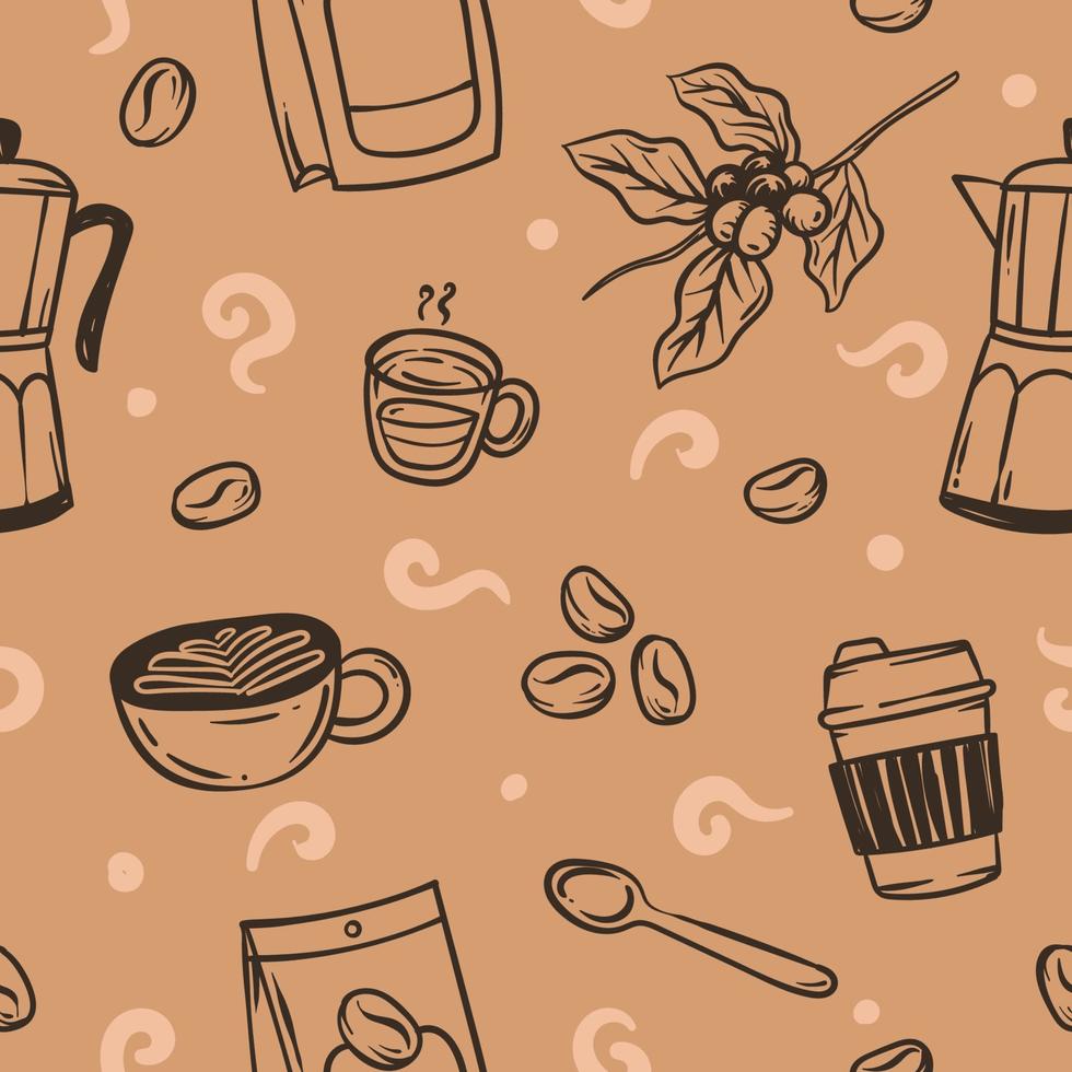Handdrawn Coffee Seamless Pattern vector