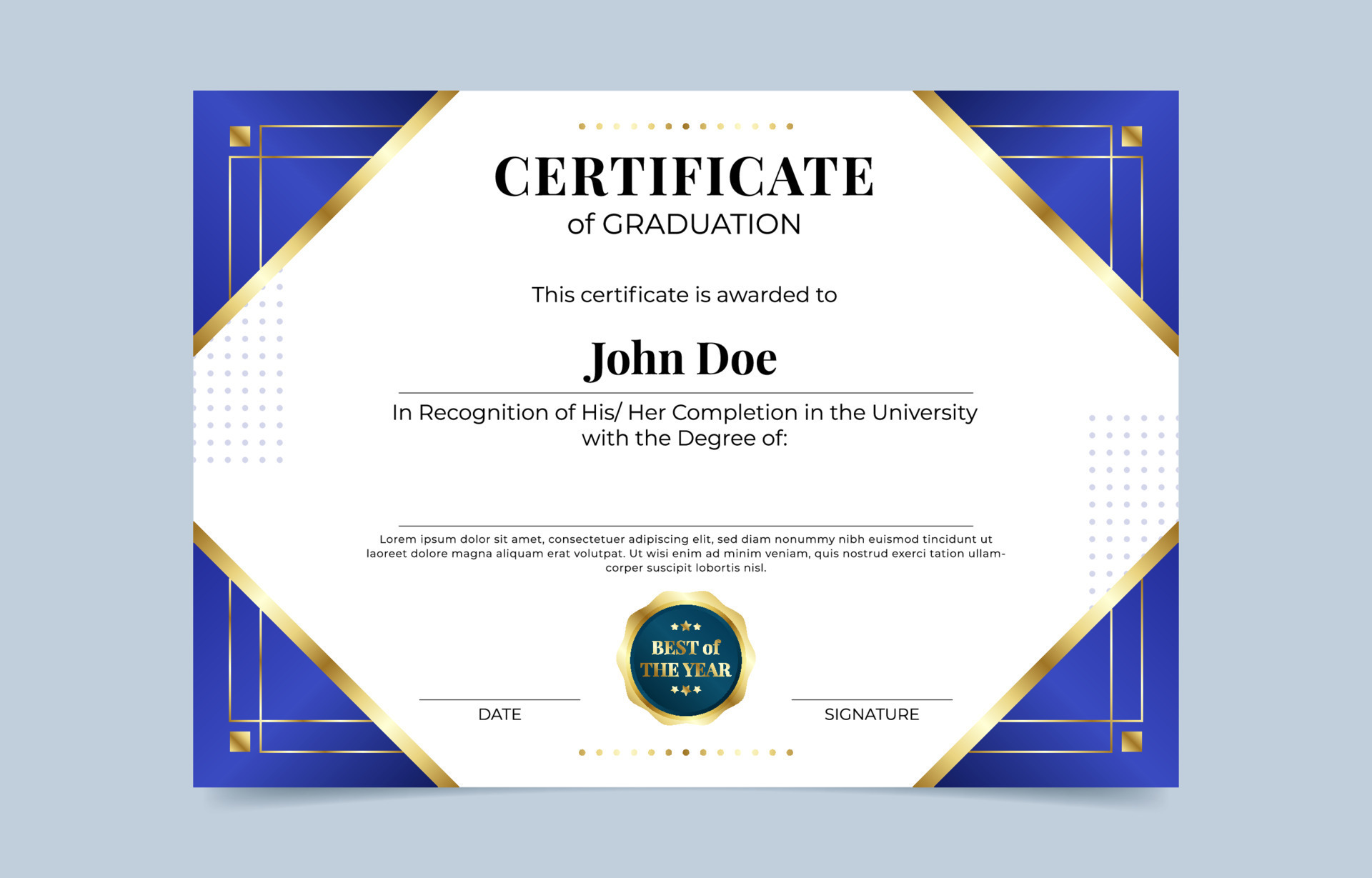 university degree certificate template