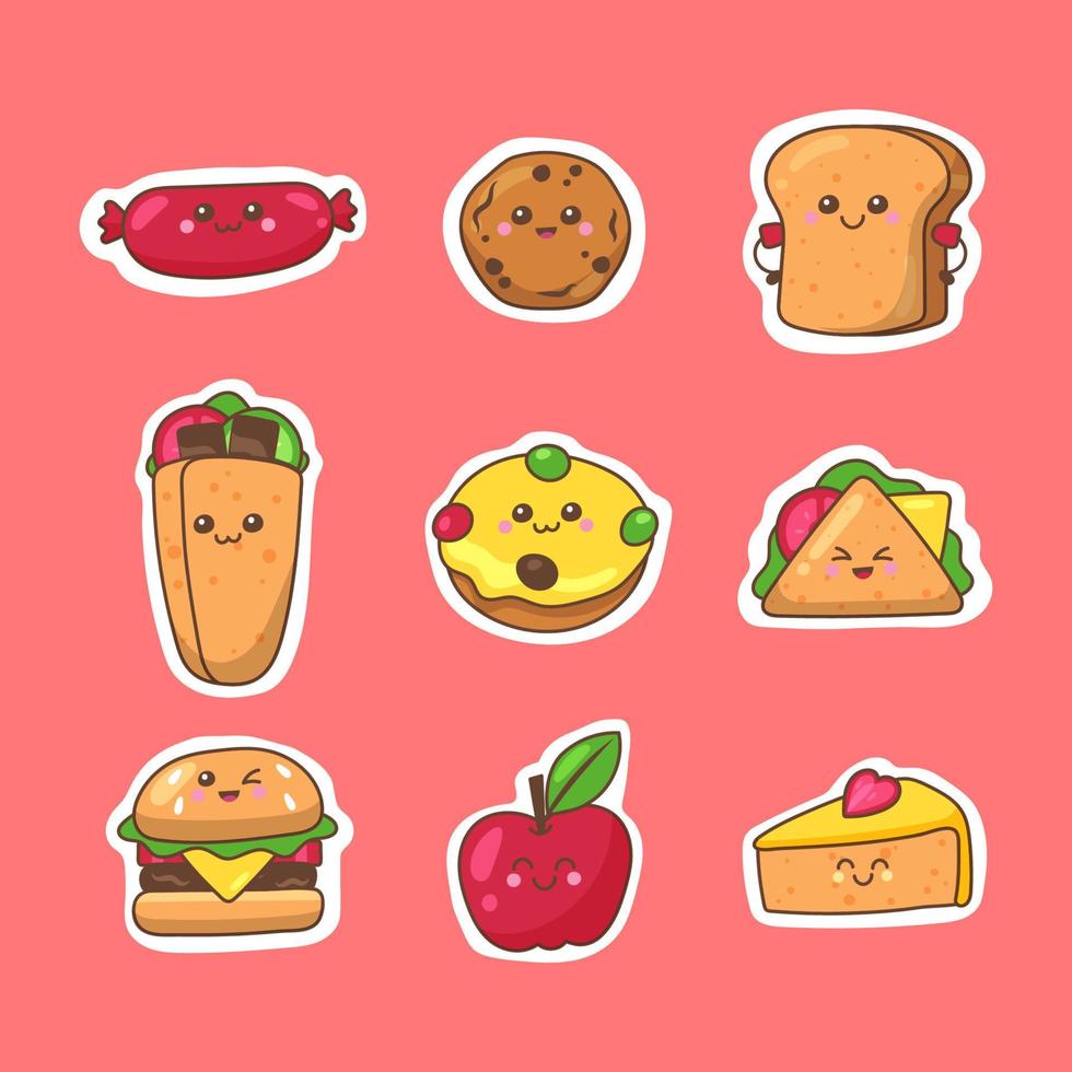 Kawaii Food Sticker Pack vector