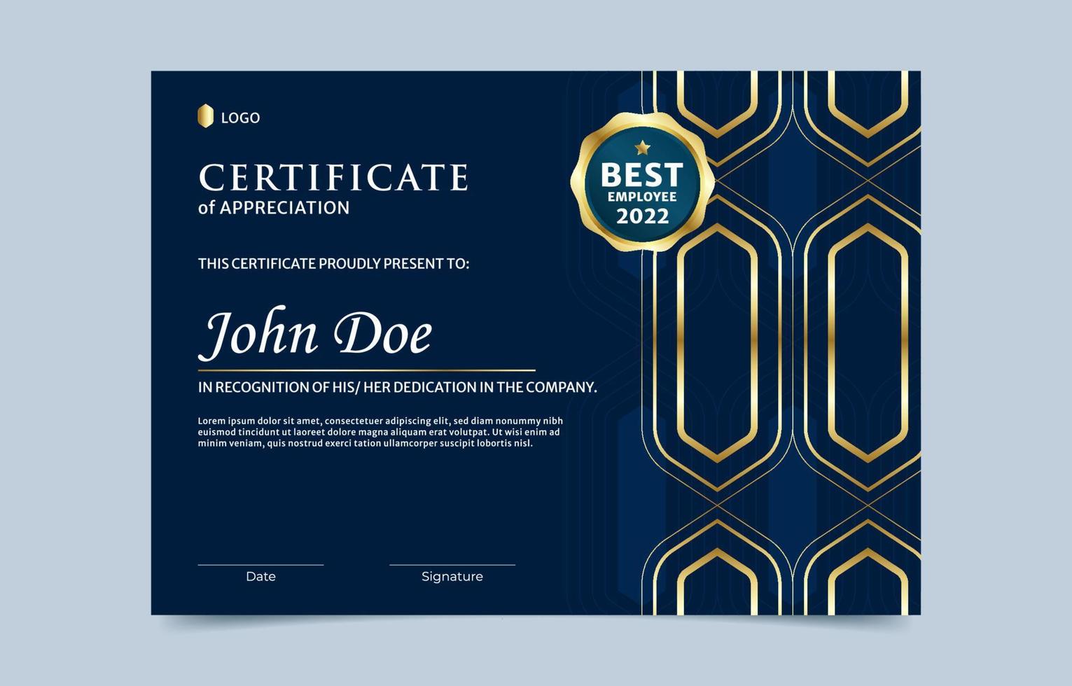 Luxury Dark and Gold Certificate Template vector