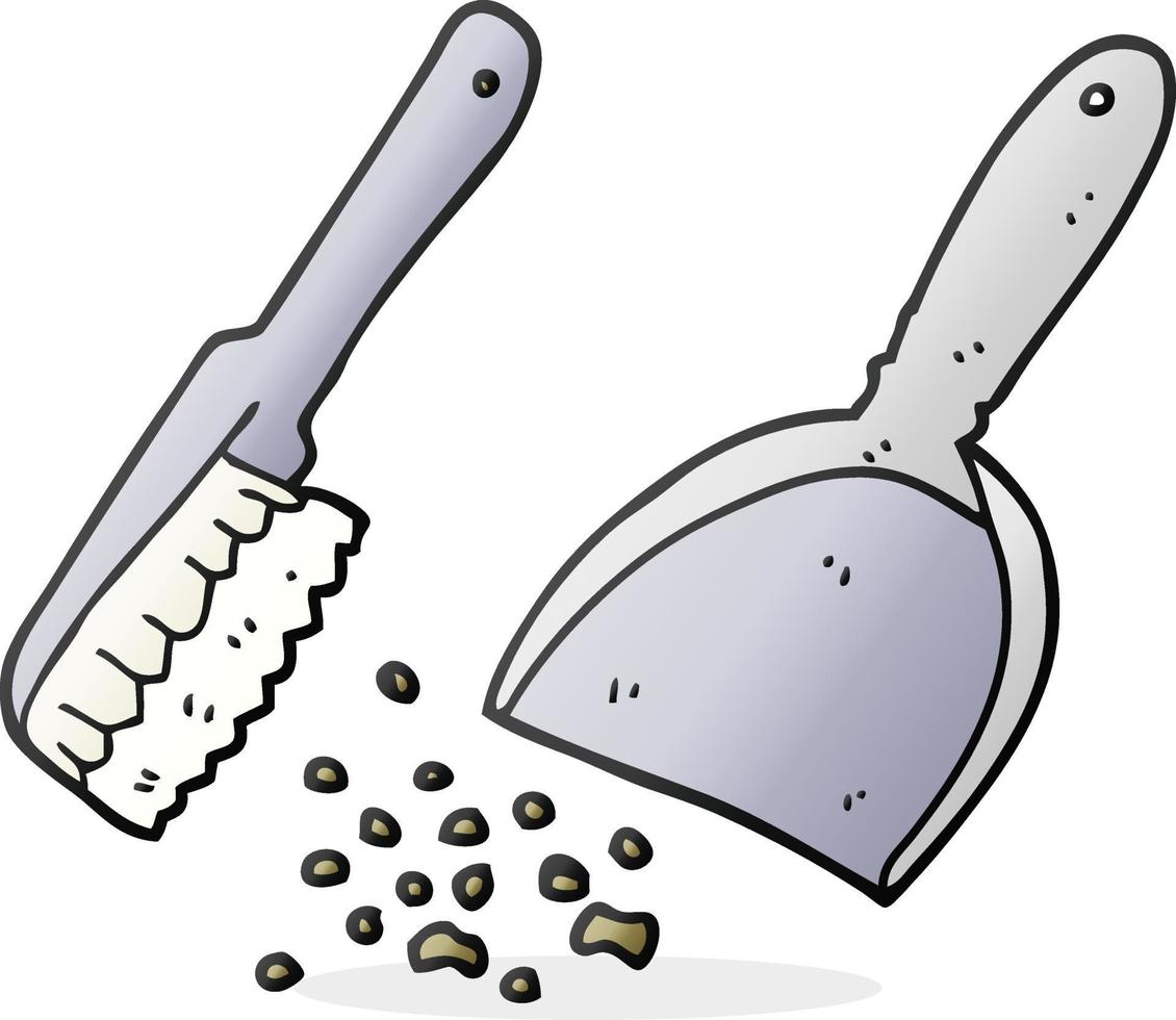 cartoon dustpan and brush vector