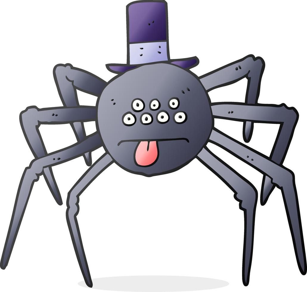 cartoon halloween spider in top hat vector