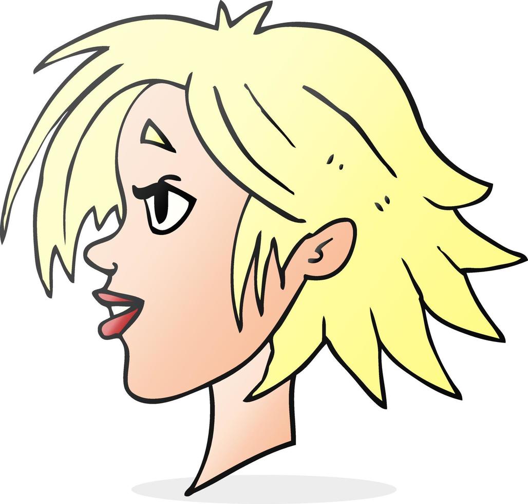 cartoon happy female face vector