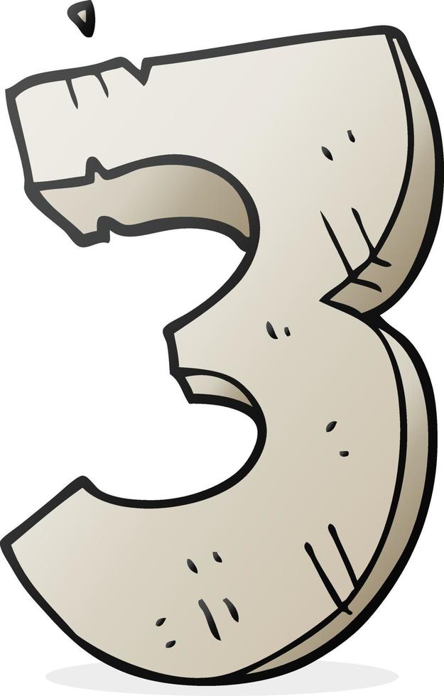cartoon stone number three vector