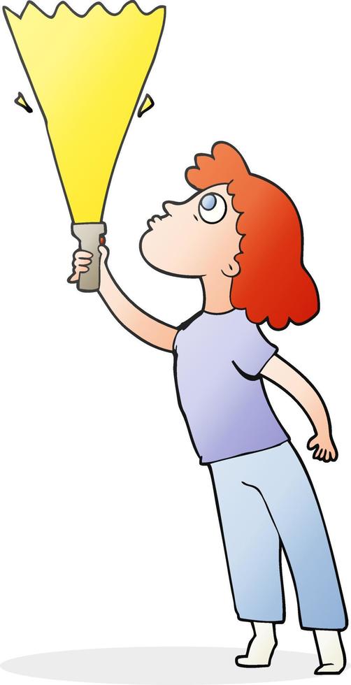 cartoon woman searching with torch vector