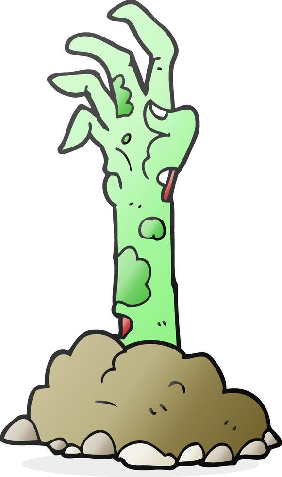 cartoon zombie hand rising from ground vector