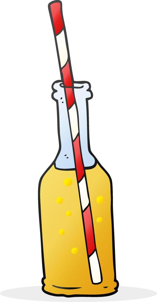 cartoon soda bottle and straw vector