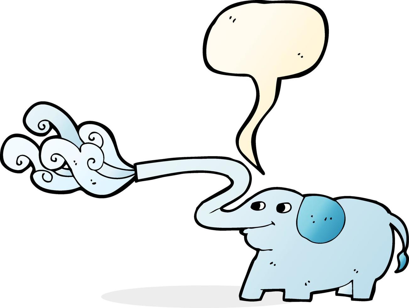 cartoon elephant squirting water with speech bubble vector