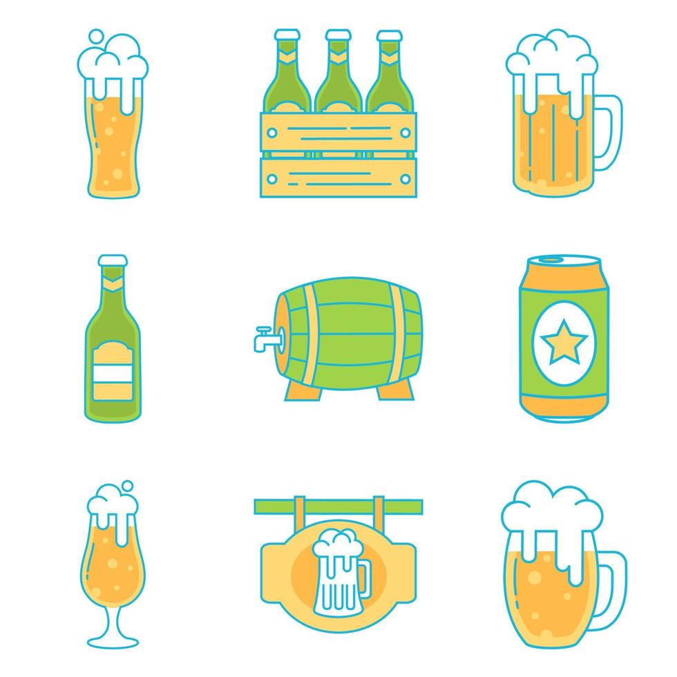 Cute Beer Icons Set vector