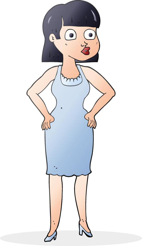 cartoon woman with hands on hips vector