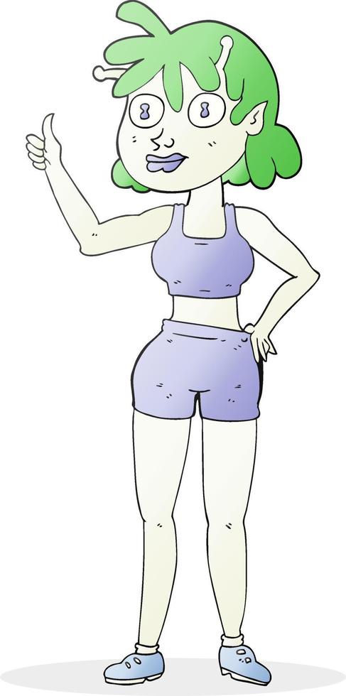 cartoon alien gym girl vector