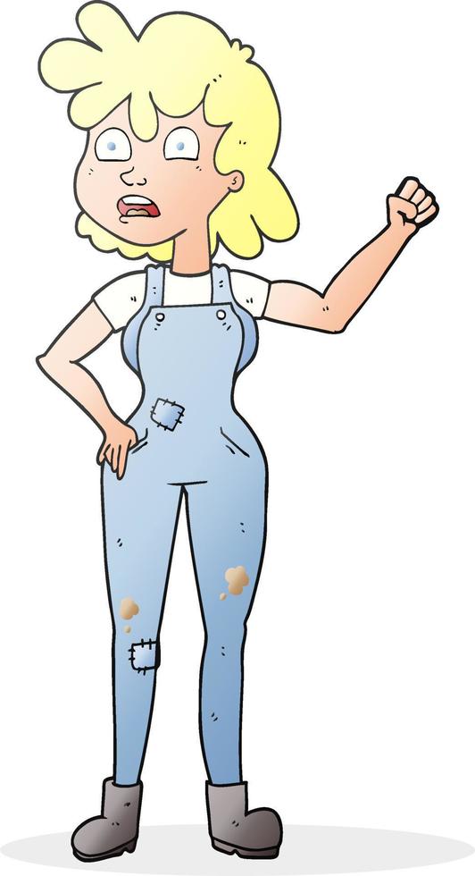 cartoon woman shaking fist vector