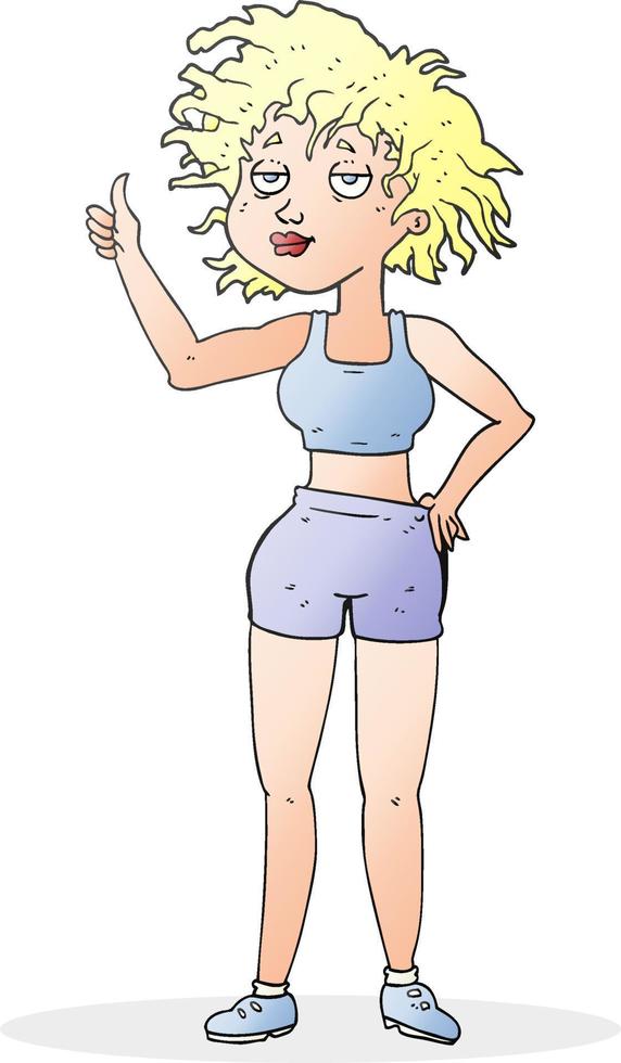 cartoon tired gym woman vector