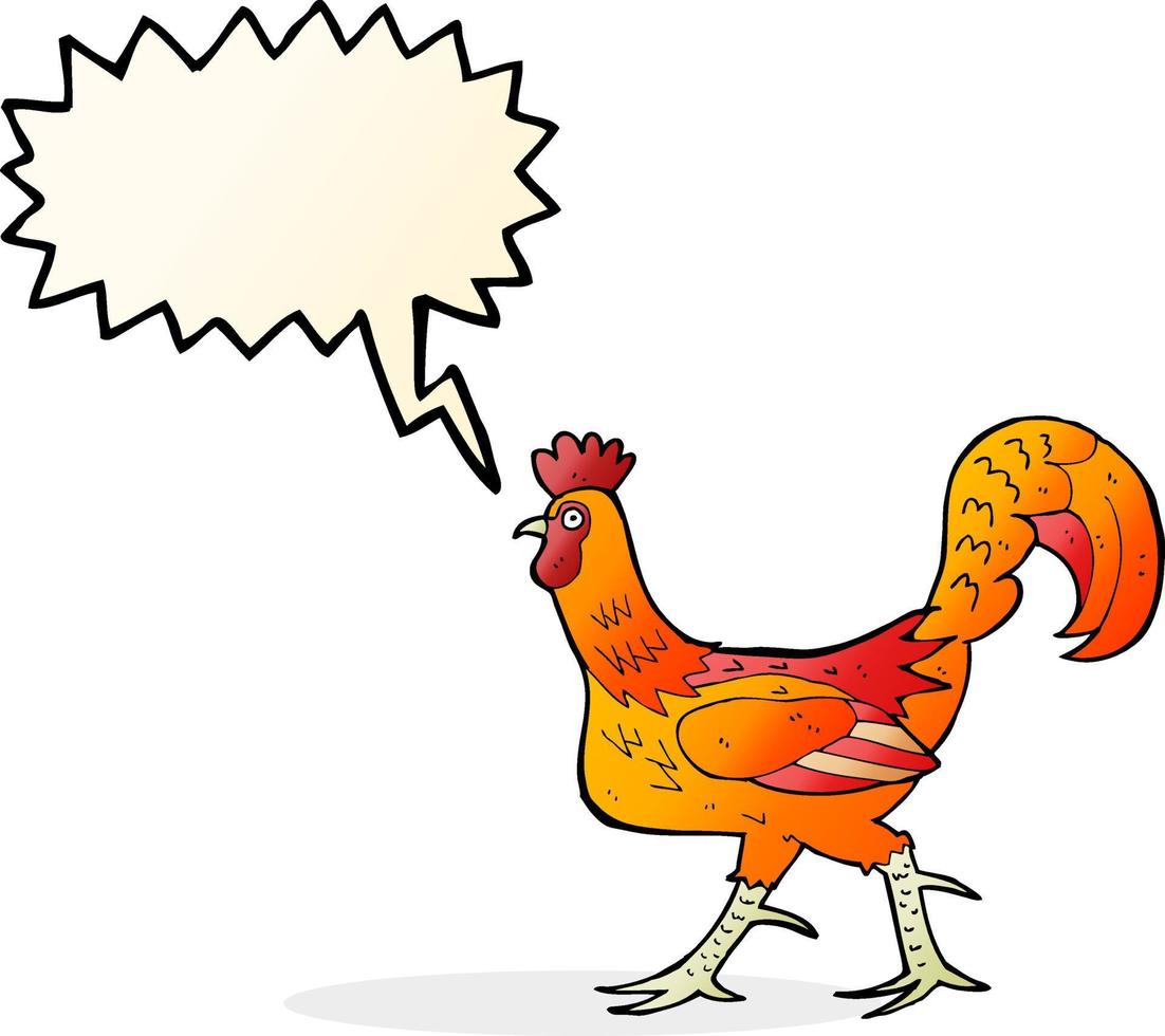 cartoon cockerel with speech bubble vector