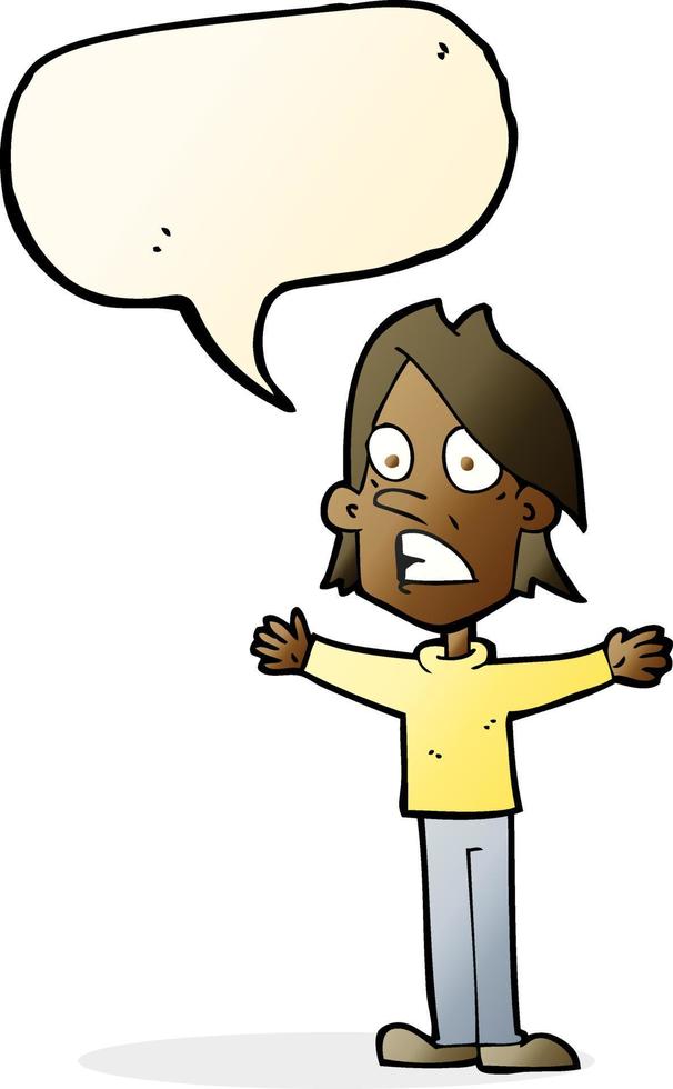 cartoon frightened man with speech bubble vector