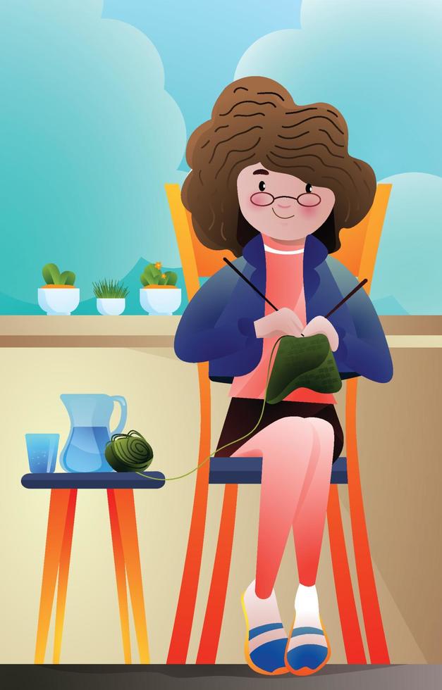 Knitting Activities Concept vector