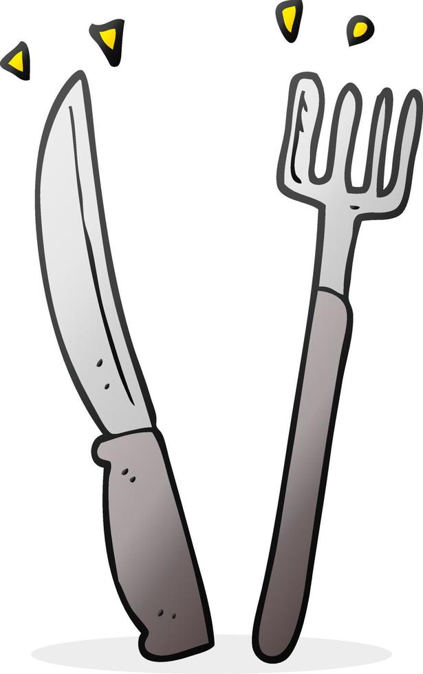 cuchillo y tenedor de dibujos animados vector