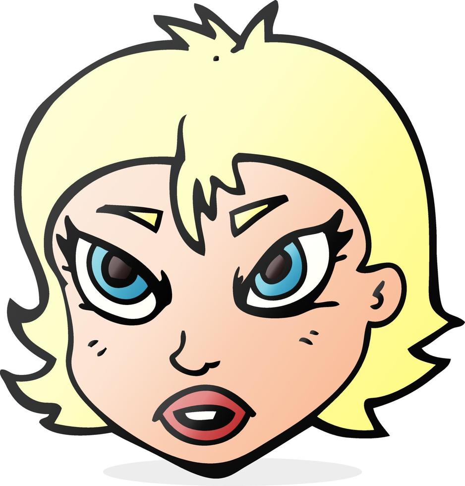 cartoon angry female face vector