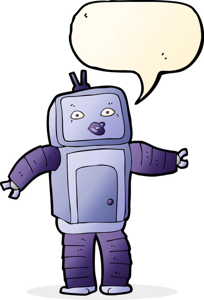 funny cartoon robot with speech bubble vector