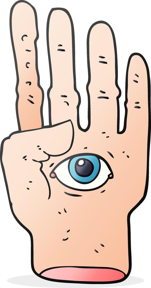 cartoon spooky hand with eyeball vector