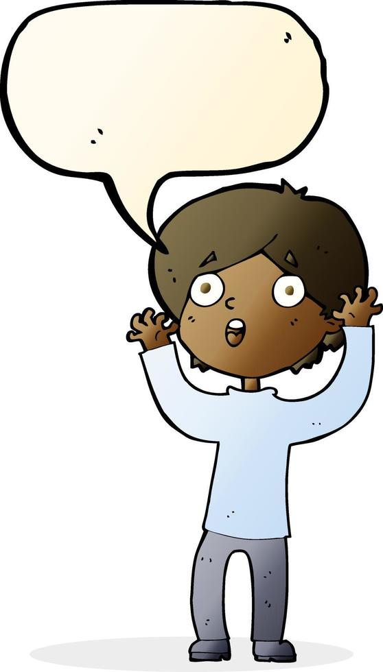 cartoon frightened man with speech bubble vector
