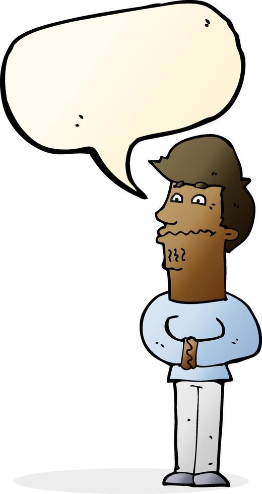 cartoon nervous man with speech bubble vector