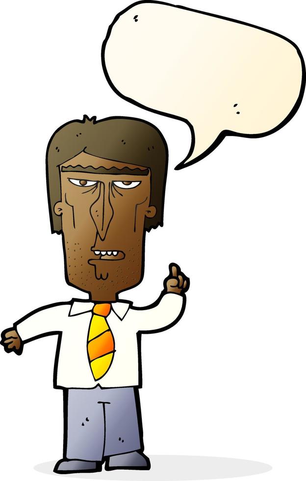 cartoon grumpy boss with speech bubble vector