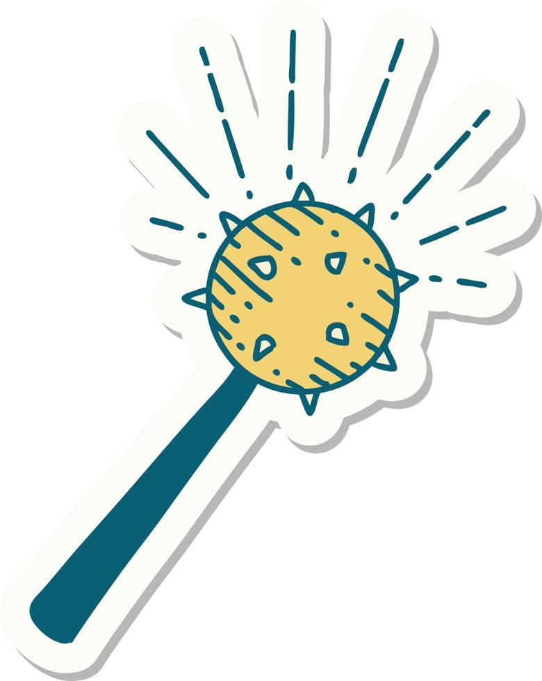 sticker of tattoo style medieval mace vector