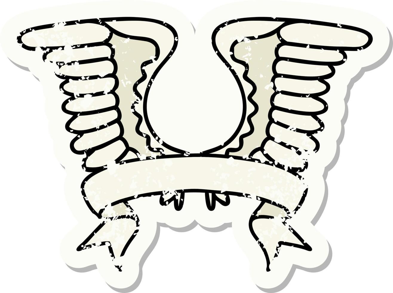 grunge sticker with banner of a wing vector
