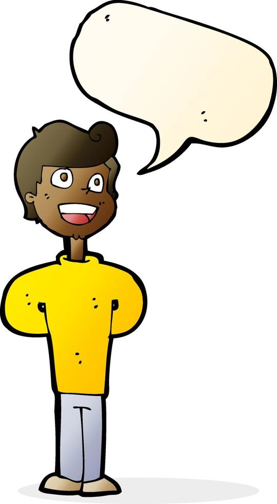 cartoon happy man with speech bubble vector
