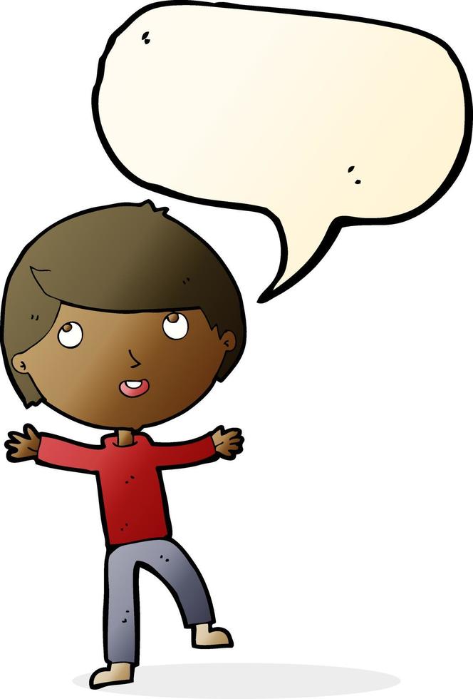 cartoon happy boy with speech bubble vector