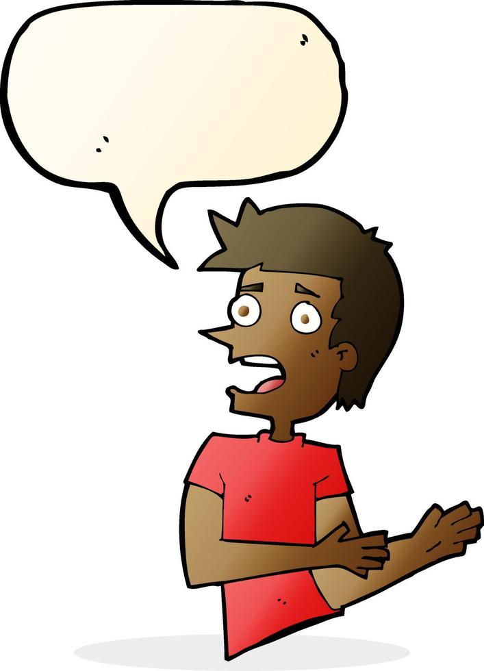 cartoon stressed man with speech bubble vector